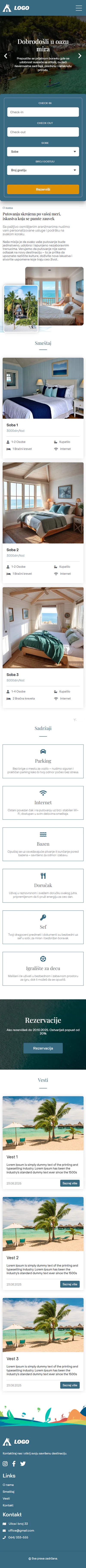 Letnja tema - prikaz sajta na telefonu